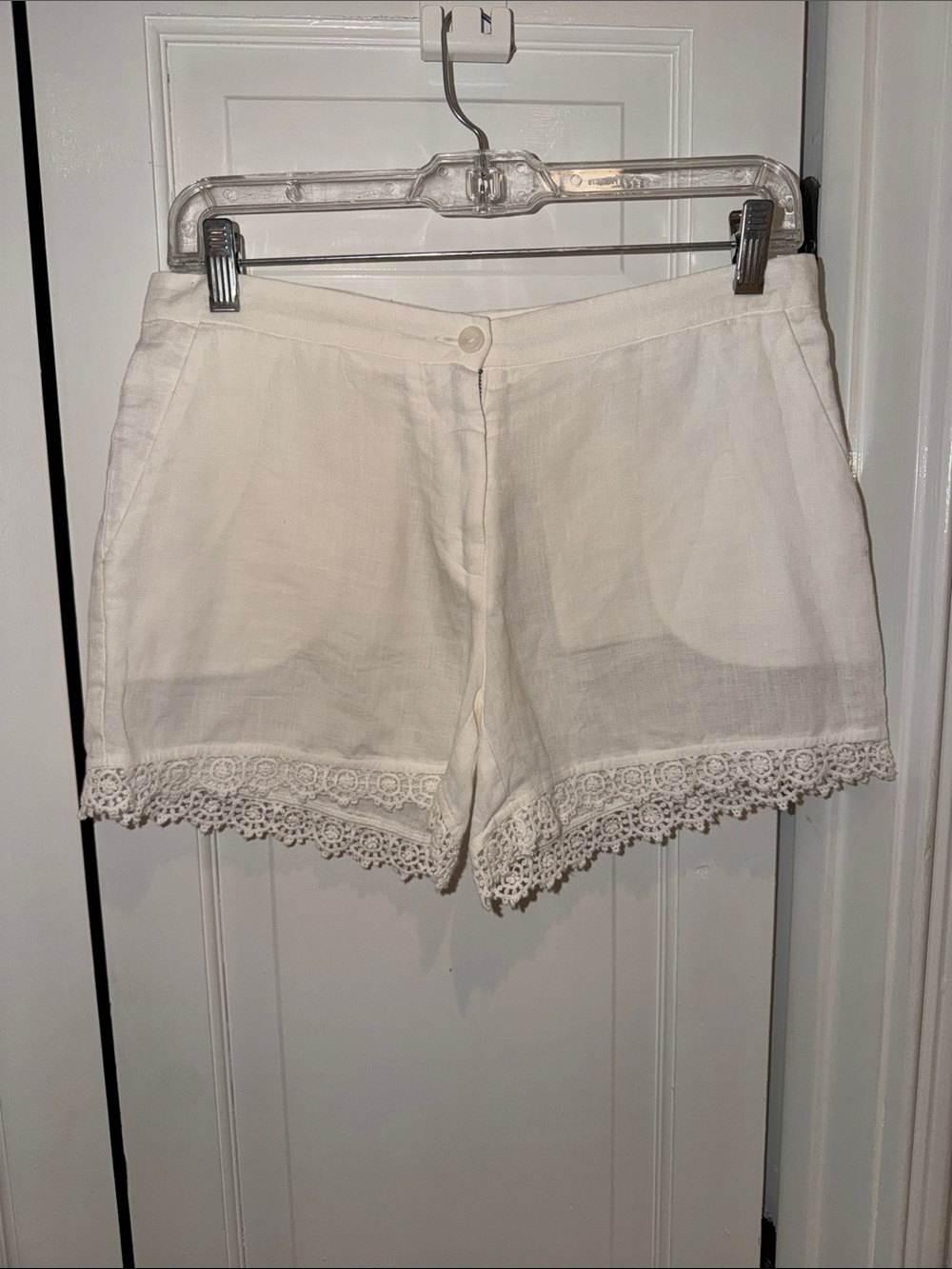 High-Waist White Lace-Trim Women's Shorts